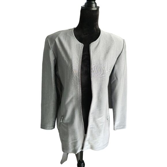 TapeMeasure Jackets & Blazers - Tapemeasure Skirt & Jacket Women's Suit Gray Metallic Stretch M/L
